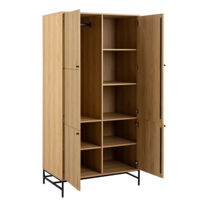 Albany Wardrobe – 4 Door Modern Storage in Black and Oak Finish