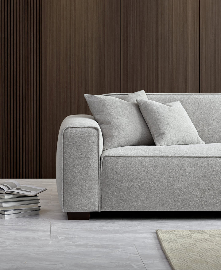 Aluxo Dakota 4 Seater Sofa with Chaise in Pebble Boucle