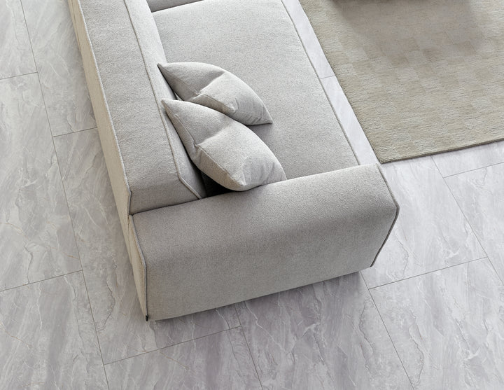 Aluxo Dakota 4 Seater Sofa with Chaise in Pebble Boucle
