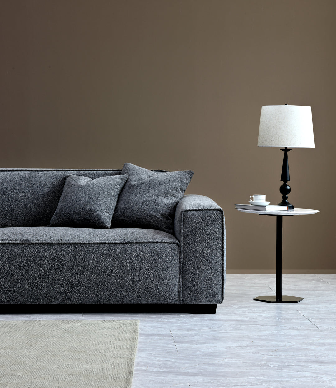 Aluxo Dakota 4 Seater Sofa with Chaise in Midnight Boucle