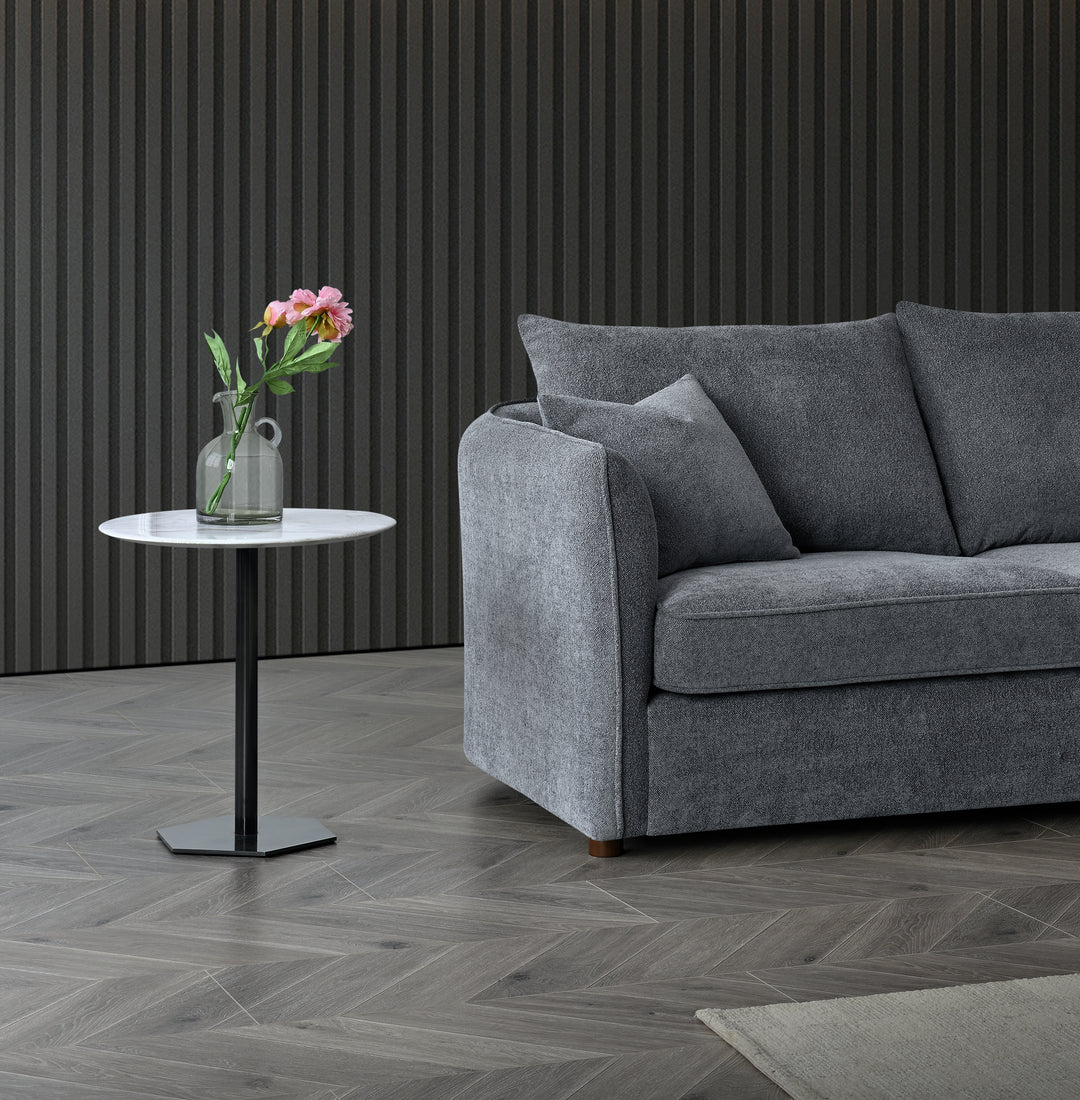 Aluxo Rubin Corner Chaise in Charcoal Bouclé