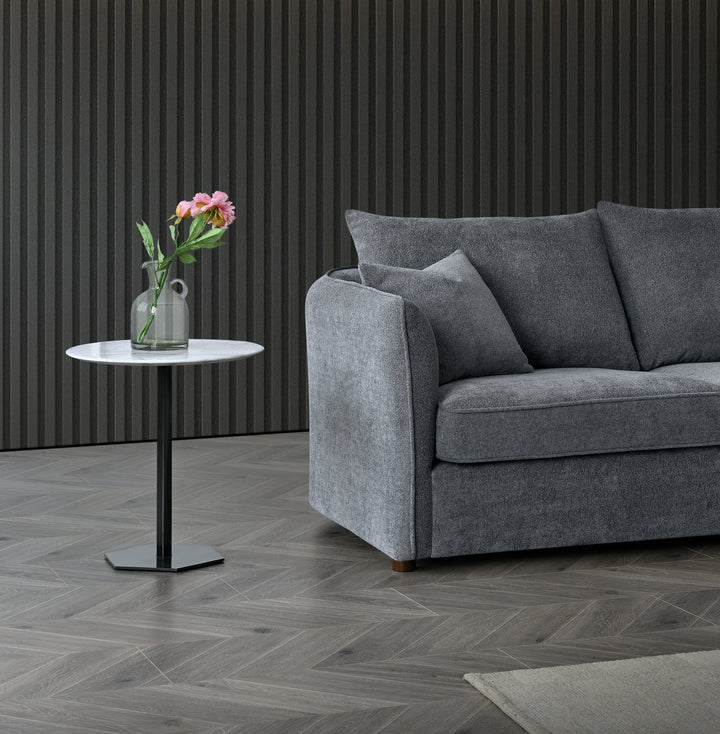 Aluxo Rubin Corner Chaise in Charcoal Bouclé