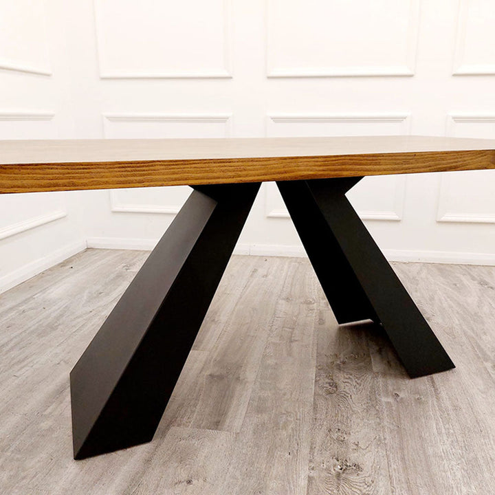 Axel 1.8m Dining Table in Solid Wood with Black Industrial Metal Legs