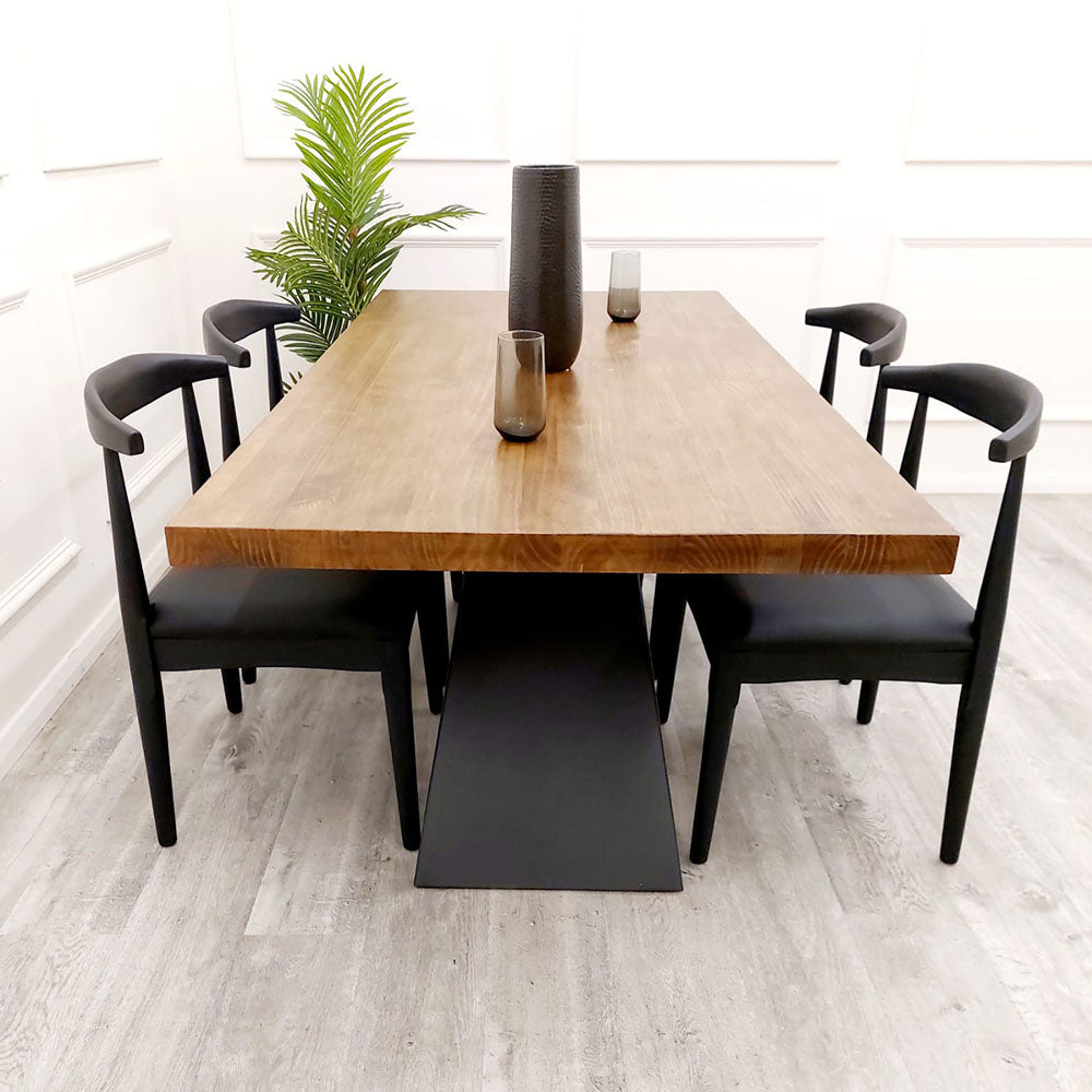 Axel 1.8m Dining Table in Solid Wood with Black Industrial Metal Legs