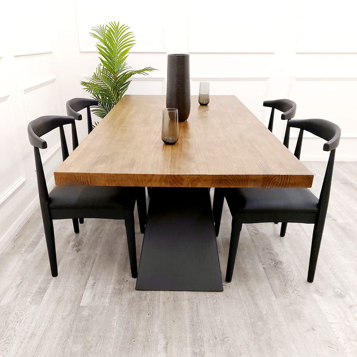 Axel 1.8m Dining Table in Solid Wood with Black Industrial Metal Legs