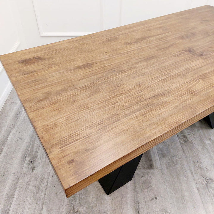 Axel 1.8m Dining Table in Solid Wood with Black Industrial Metal Legs