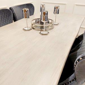 Freya 1.8m Dining Table in Solid Light Pine Wood with Chrome Metal Legs