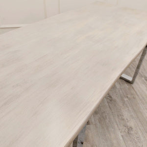 Freya 1.8m Dining Table in Solid Light Pine Wood with Chrome Metal Legs