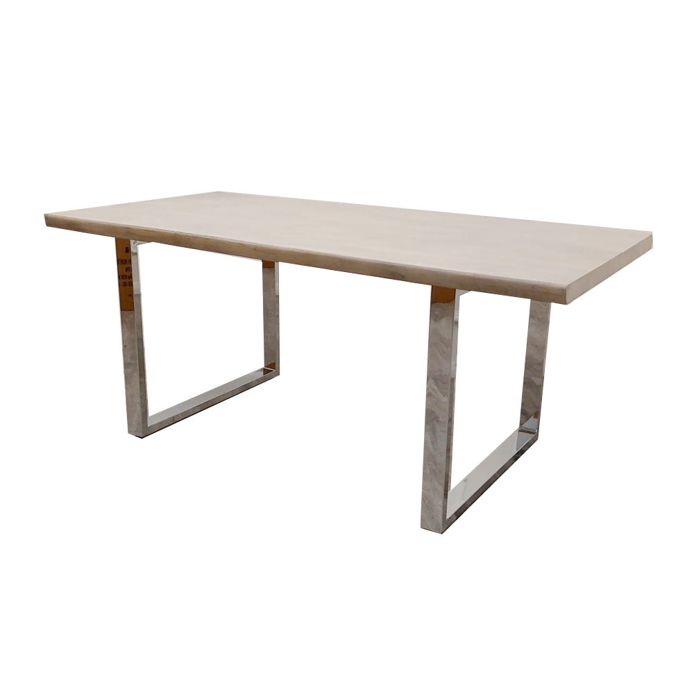 Freya 1.8m Dining Table in Solid Light Pine Wood with Chrome Metal Legs