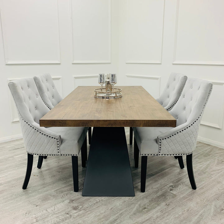 Axel 1.8m Dining Table in Solid Wood with Black Industrial Metal Legs