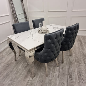 Louis Chrome Dining Table – Modern Luxury with Polished Elegance
