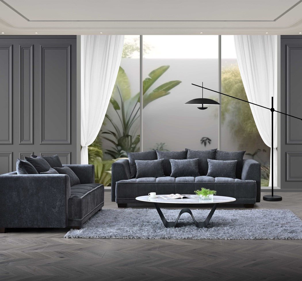 Aluxo Gramercy Group Sofa in Steel Velvet