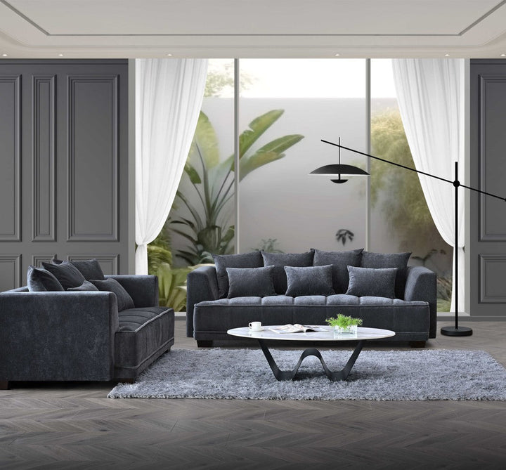 Aluxo Gramercy Group Sofa in Steel Velvet