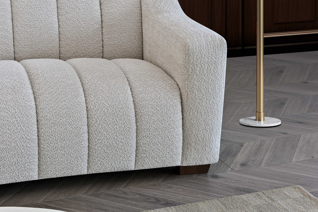 Aluxo Astoria 3 Seater Sofa in Oatmeal Bouclé Fabric
