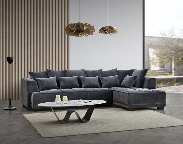 Aluxo Gramercy Group Sofa in Steel Velvet