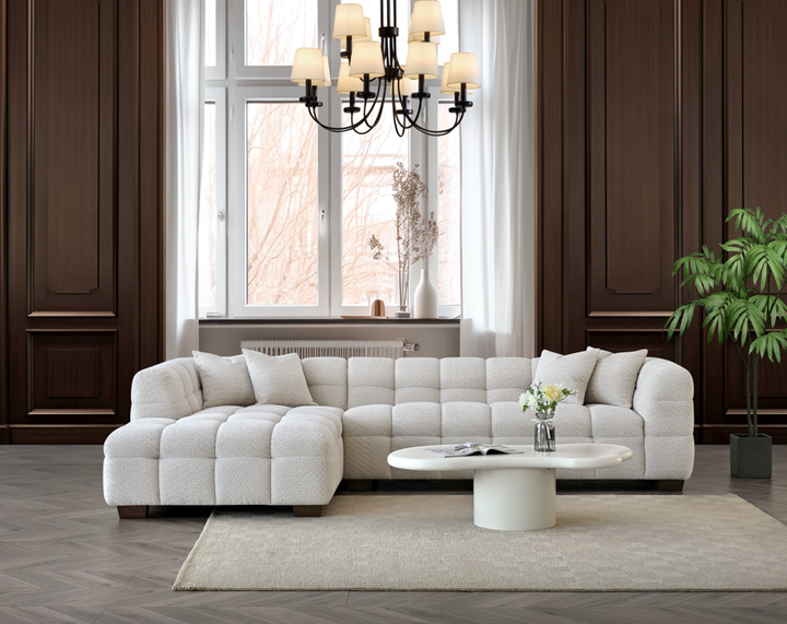 Aluxo Tribeca Right Hand Corner Sofa in Oatmeal Boucle Fabric