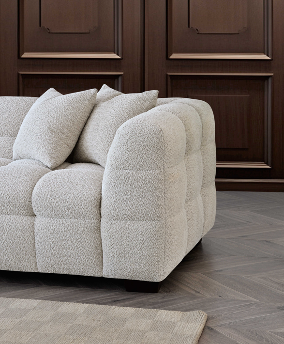 Aluxo Tribeca Right Hand Corner Sofa in Oatmeal Boucle Fabric