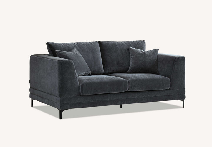 Aluxo Lenox Sofa Range in Sophisticated Steel Velvet