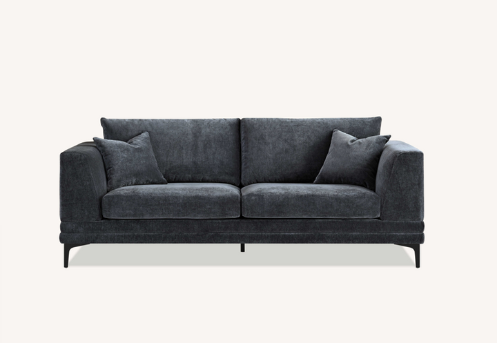 Aluxo Lenox Sofa Range in Sophisticated Steel Velvet
