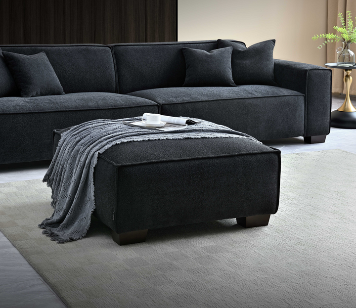 Aluxo Dakota 4 Seater Sofa with Chaise in Midnight Boucle