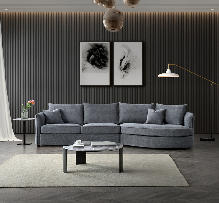 Aluxo Rubin Corner Chaise in Charcoal Bouclé