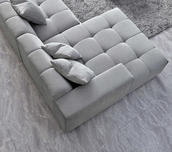 Aluxo Leonard Left Hand Corner Group in Cloudy Grey Bouclé