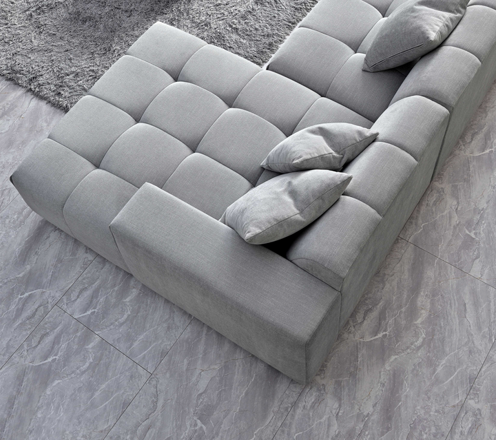 Aluxo Leonard Right Hand Corner Group in Cloudy Grey Bouclé