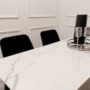 Titus 1.4m Black Dining Table with Sintered Stone Top – Compact Luxury Design