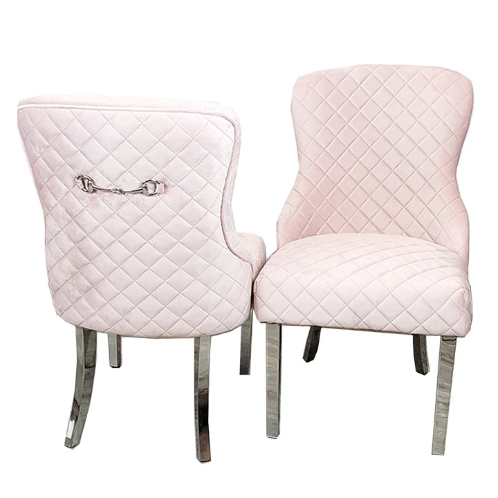 Kate Dining Chair with Chrome Clasp & Quilted Back – Available in Sets of 2, 4, or 6 (All Colours)
