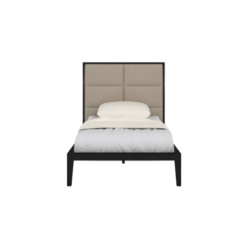 Orchid Bed – Wenge Wooden Frame with Beige Upholstered Headboard
