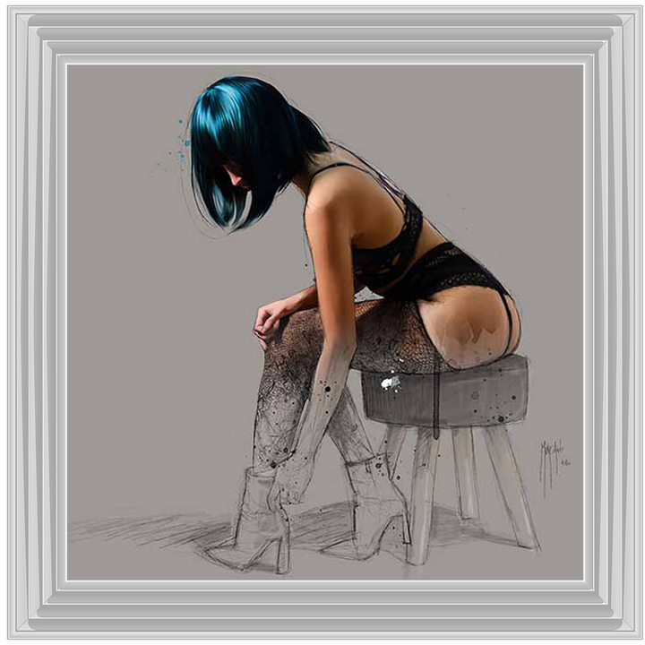 FG577 Blue Hair Lingerie Sketch