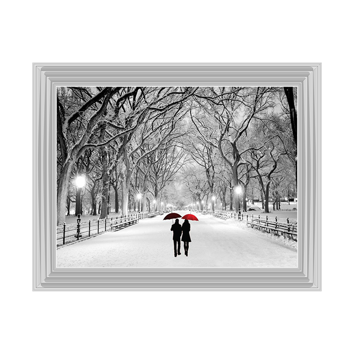 Walk through the snowy park