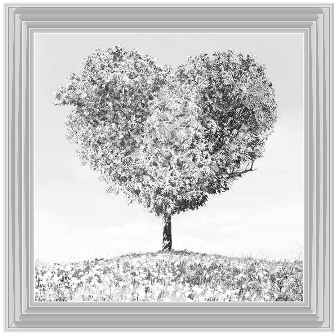 LS297 Black & White Lone Heart Tree