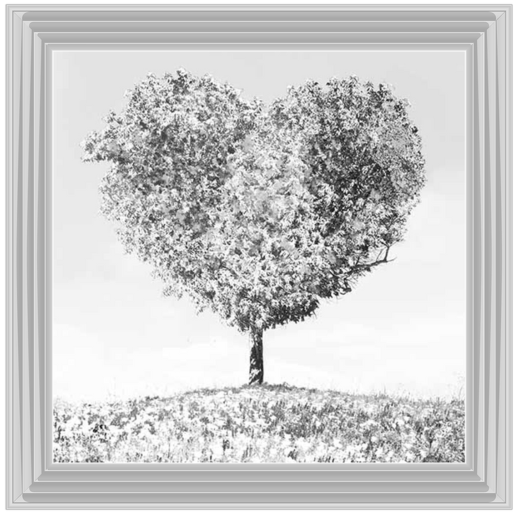 LS297 Black & White Lone Heart Tree