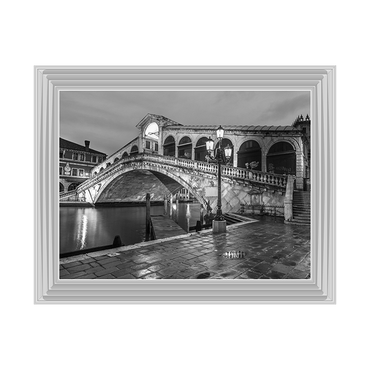 CY078 Rialto Bridge at night, Venice (Black and white)