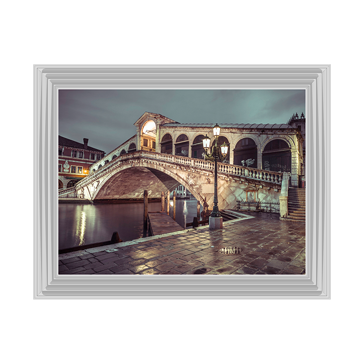 CY077 Rialto Bridge at night, Venice, Italy I