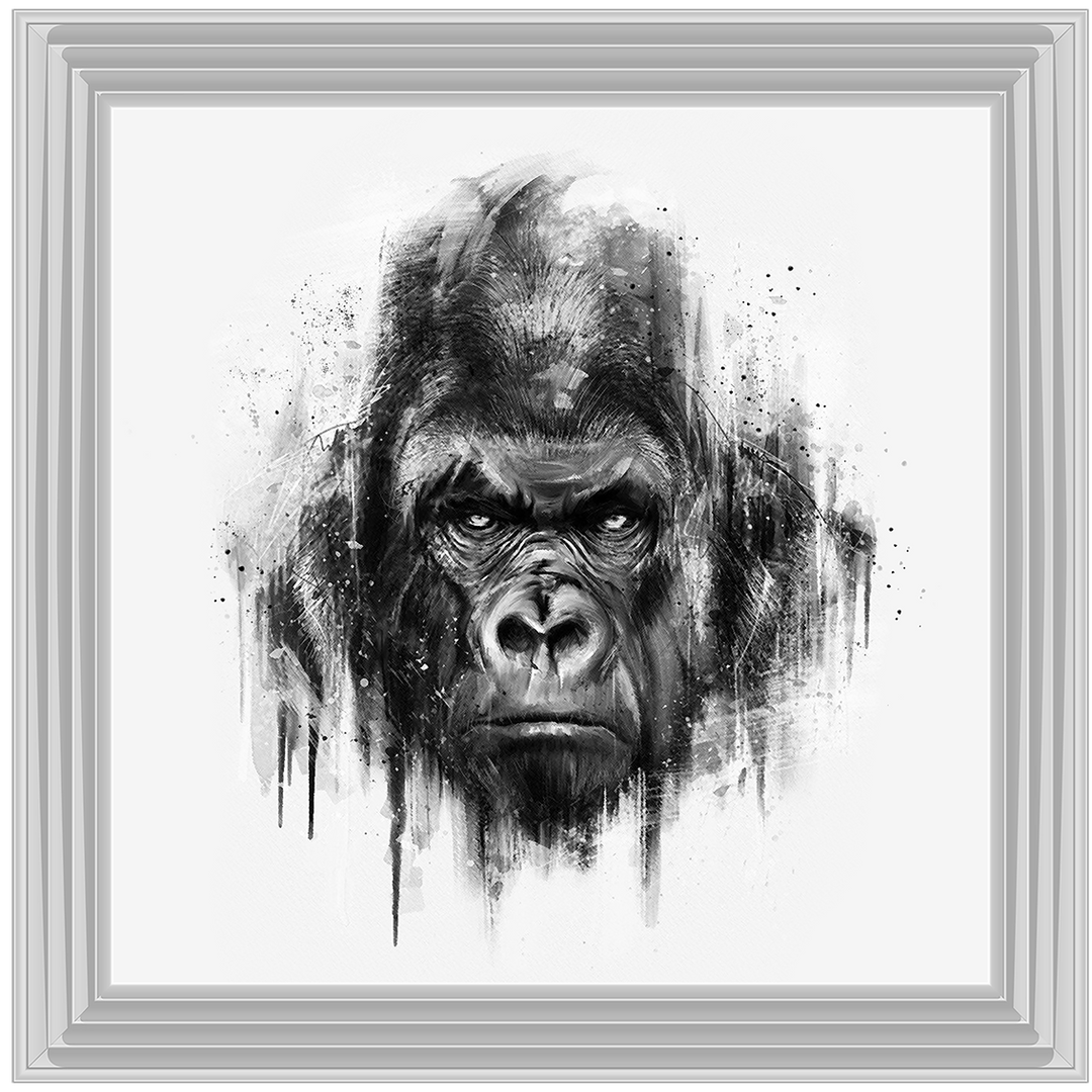 White & Black Gorilla Watercolour