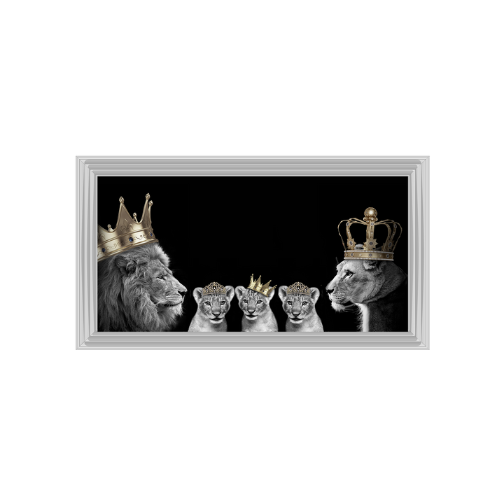 AN378 Lion family of 5 (Gold Crowns) I