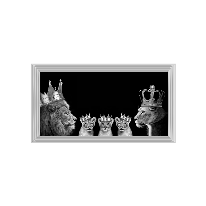 Lion family of 5 (Silver Crowns)