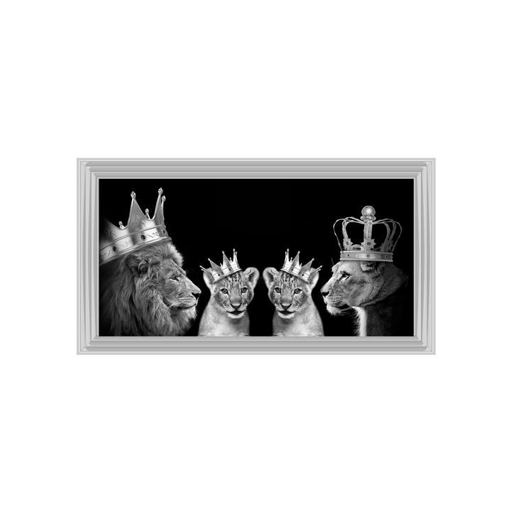 Lion family of 4 (Silver Crowns)