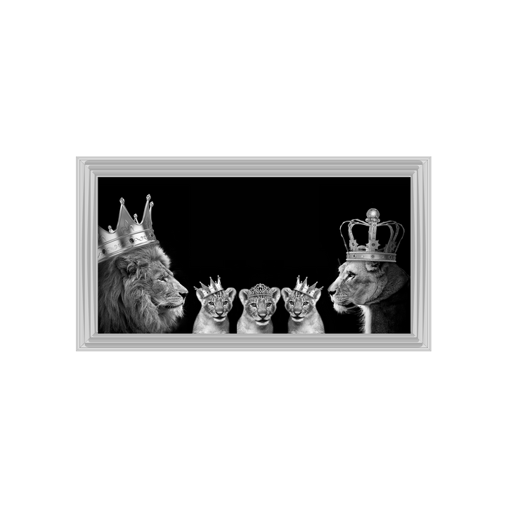 Lion family of 5 (Silver Crowns)