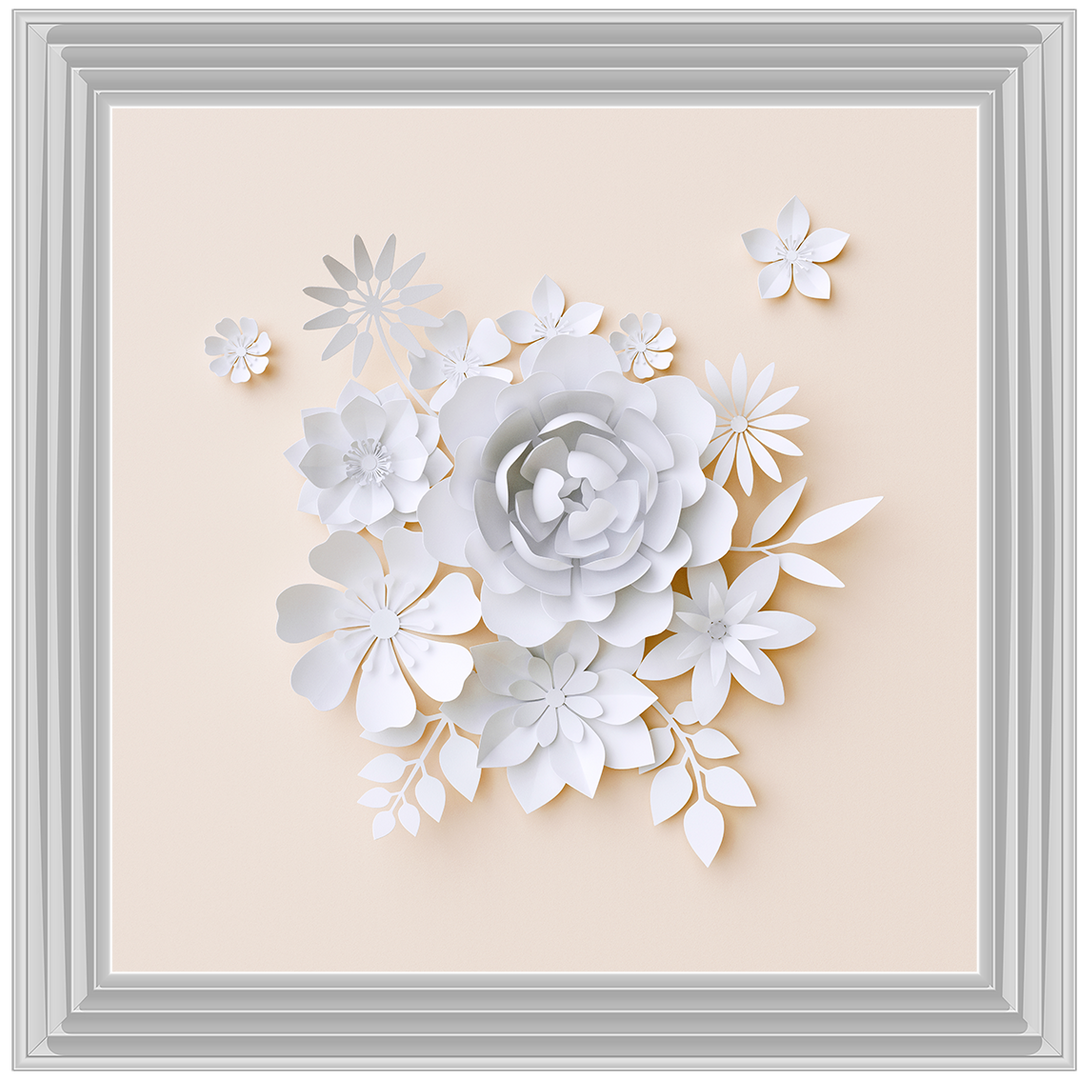 FL006 3D white paper flowers