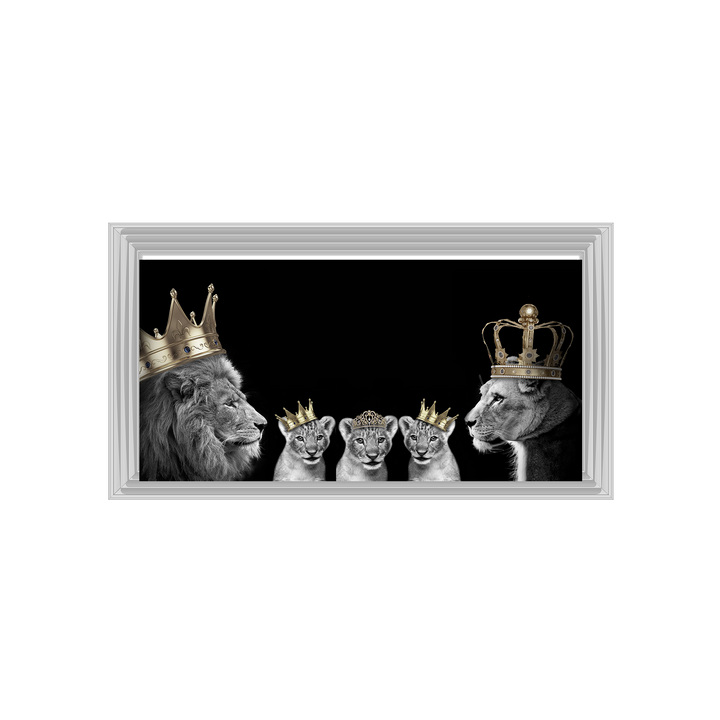 Lion family of 5 (gold Crowns)