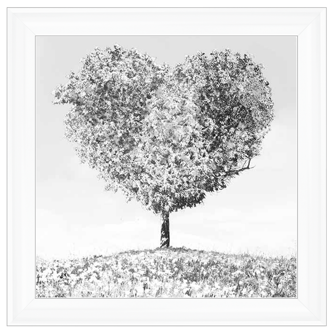 LS297 Black & White Lone Heart Tree