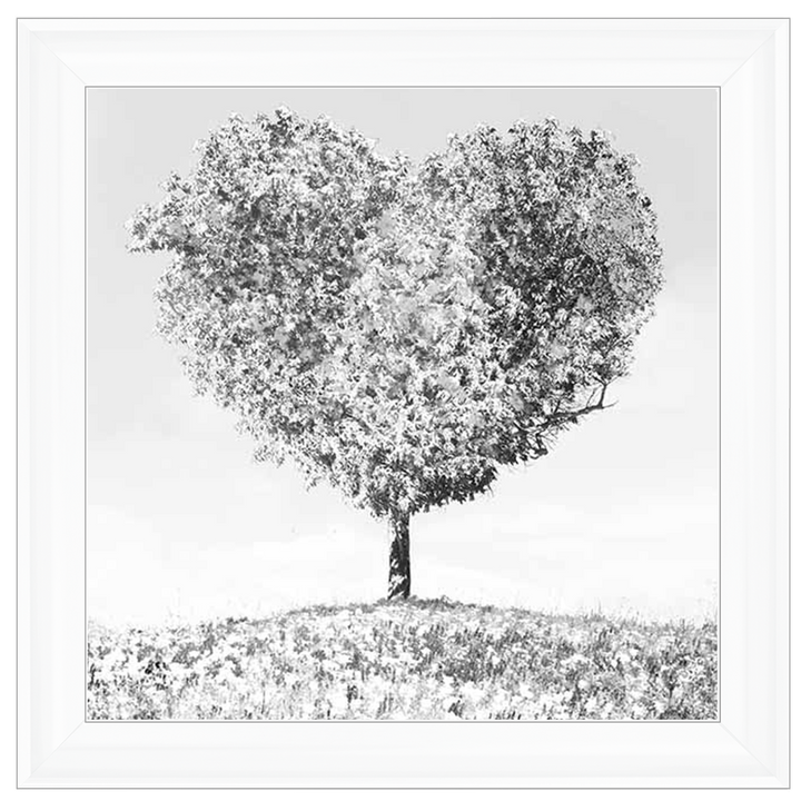 LS297 Black & White Lone Heart Tree