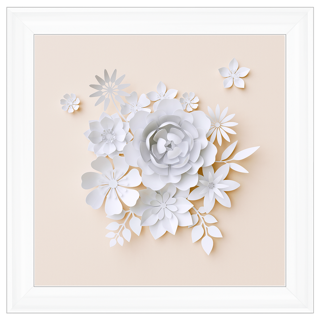 FL006 3D white paper flowers