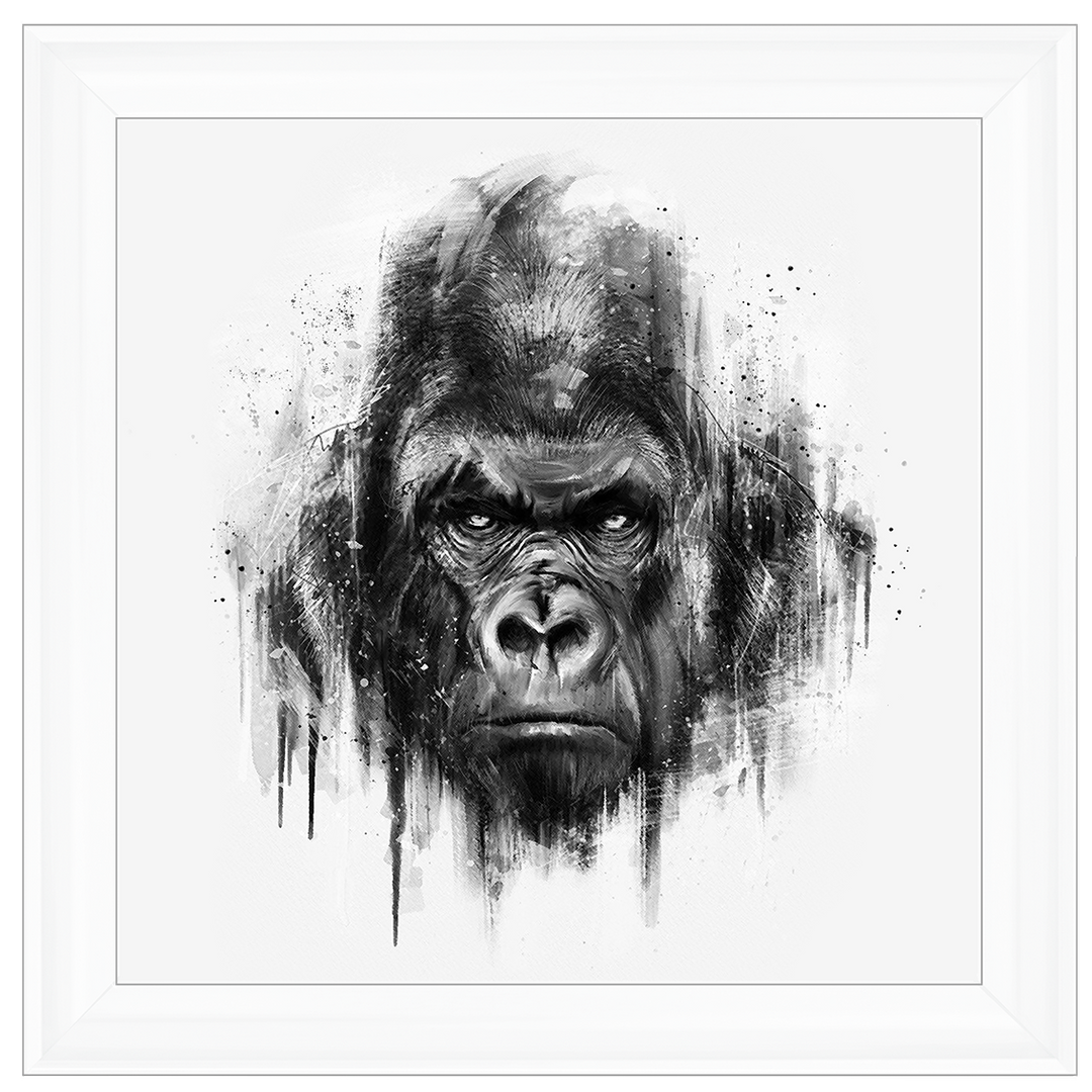 White & Black Gorilla Watercolour