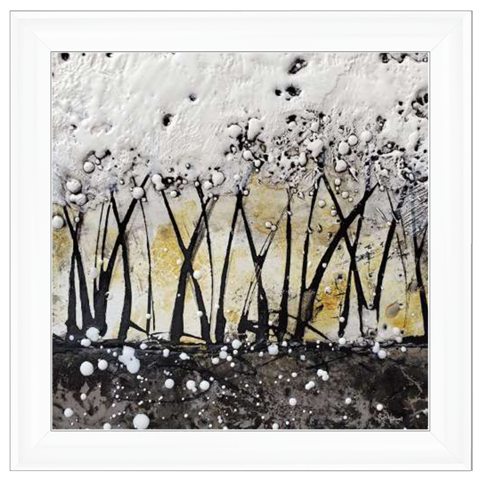 AB127 Abstract Trees Gold White