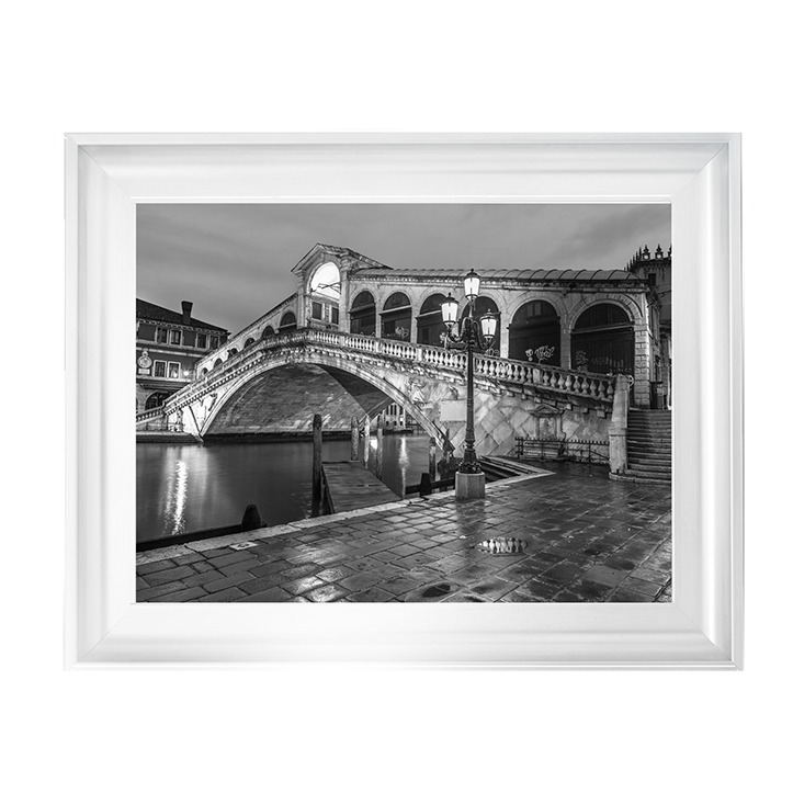 CY078 Rialto Bridge at night, Venice (Black and white)