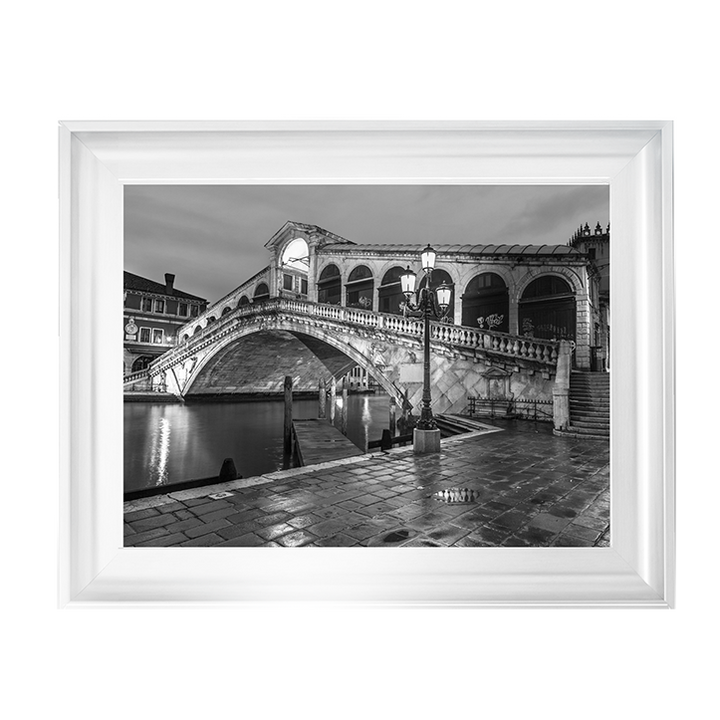 CY078 Rialto Bridge at night, Venice (Black and white)